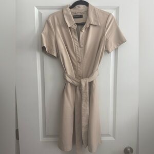Blank NYC Beige Faux Leather Fit & Flare Dress
